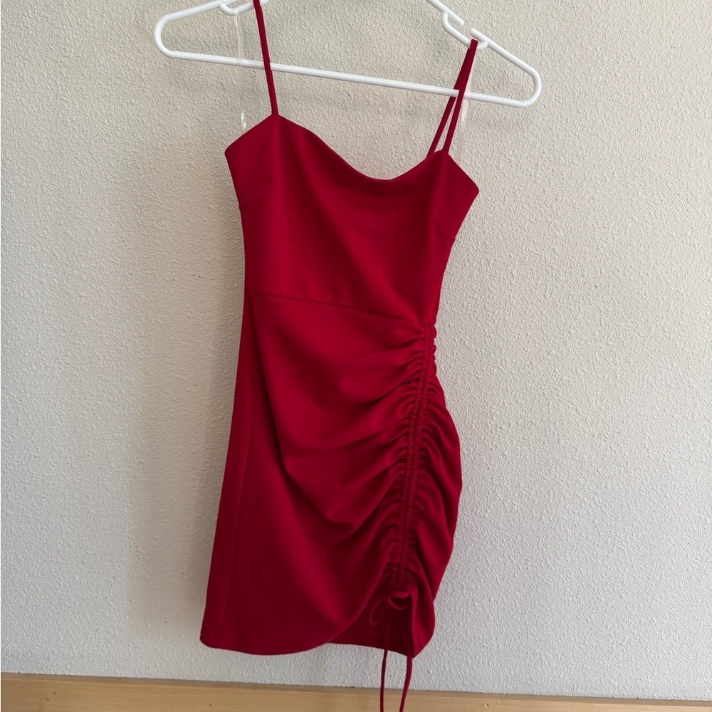 Windsor red Hoco bodycon mini Dress‎ with bow scrunch